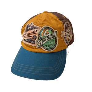 Disney Parks Hat Strap Back Yellow Brown Patch Embroidered Patches Mickey Donald